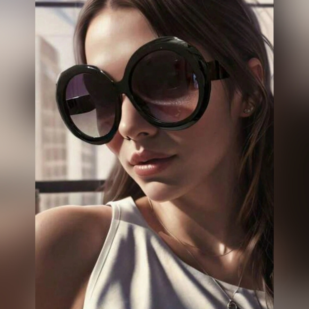 NEW Black Oversize Round Fashion Sunglasses